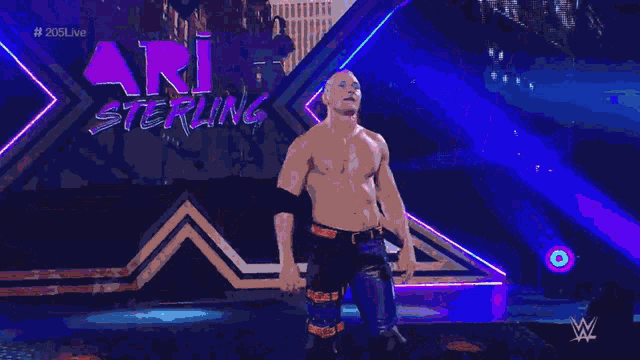 a wrestler named ari sterling is on a stage