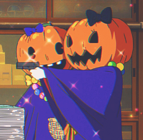 Hyouka Halloween GIF - Hyouka Halloween Pumkin Heads GIFs