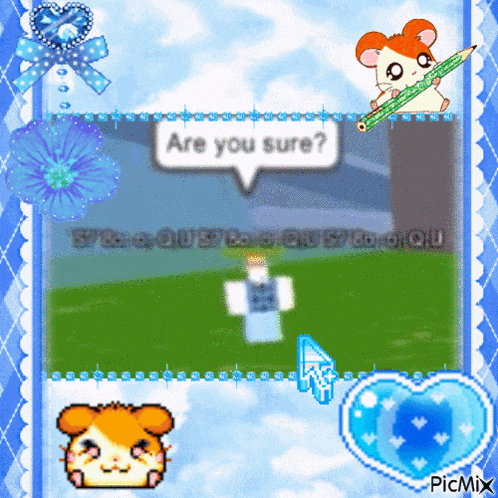 a picture of a hamster holding a green pencil with a speech bubble that says " are you sure "