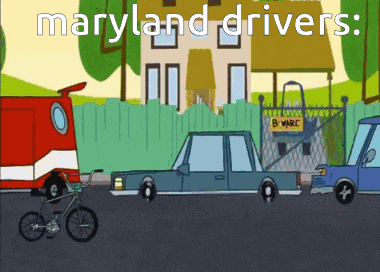 a cartoon scene with the words maryland drivers written on the bottom