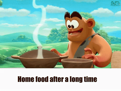 Home Food After A Long Time Aum GIF - Home Food After A Long Time Aum Animation GIFs