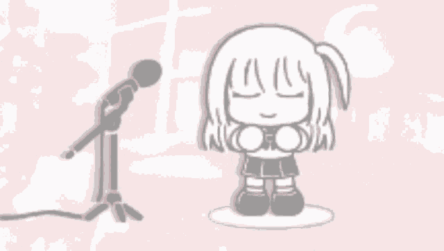 a cartoon girl is singing into a microphone while wearing headphones