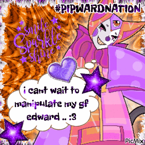 a picture of a clown with a speech bubble saying i cant wait to manipulate my gf edward