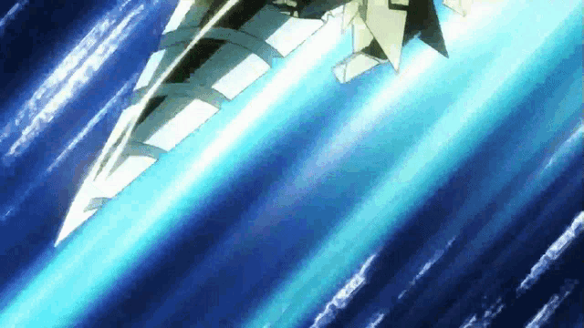 a cartoon character is flying through the air with a sword in his hand .