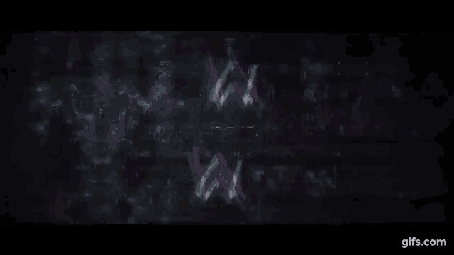 a logo for alan walker is being displayed on a dark background .