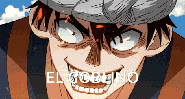 a close up of a man 's face with the words el goblino written below it