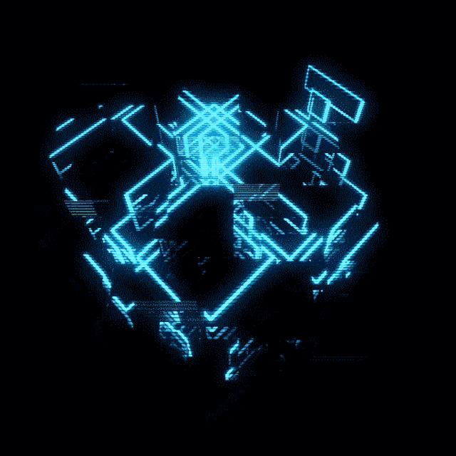 a computer generated image of a maze with green and purple lines on a black background