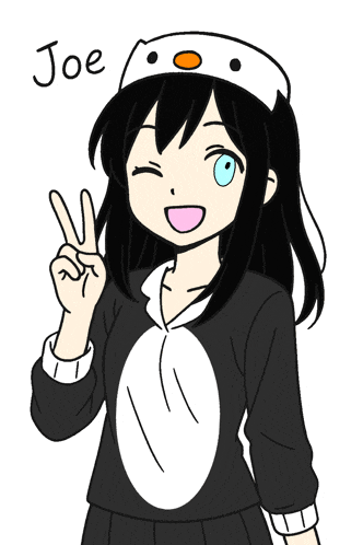 a drawing of a girl with the name joe on the bottom right
