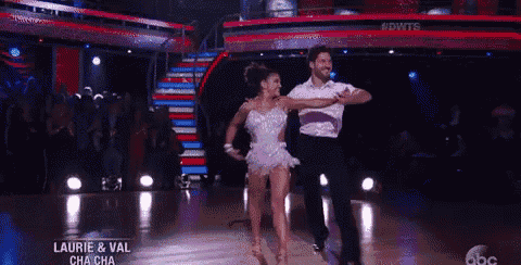 a couple of people are dancing on a dance floor .