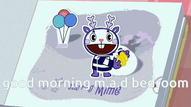 a picture of a cartoon character with the words good morning mad bedroom below it