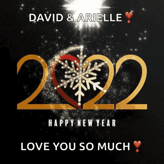 a happy new year card with the names david and arielle
