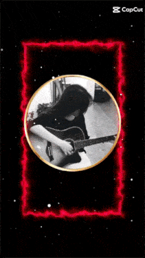 a drawing of a person playing a guitar with the word capcut at the top