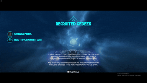 a screenshot of a video game that says recruited gedeek