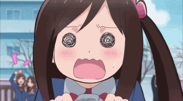 a girl with a surprised look on her face is holding a camera