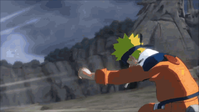 a cartoon character with a yellow haired head is fighting another character