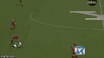 a soccer player with the number 12 on his jersey is being tackled by another player on the field .