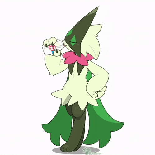 a cartoon drawing of a pokemon holding a remote