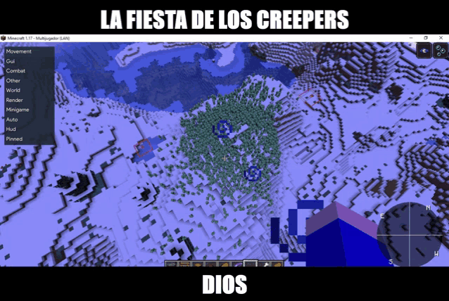 a screen shot of a video game with the words la fiesta de los creepers dios