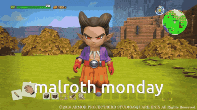 a cartoon character standing next to a dog with the words malroth monday written on the bottom