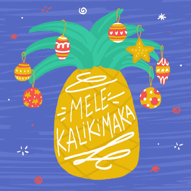a pineapple with christmas decorations and the words mele kalikimaka