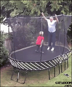 a man and a boy are jumping on a trampoline with a gifsboom.net link
