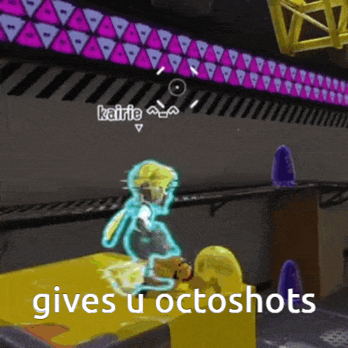 a video game character says " gives u octoshots "