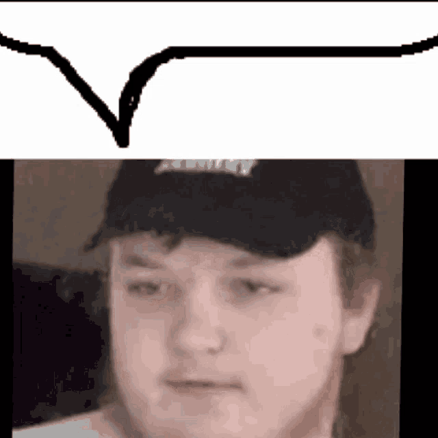 a man wearing a hat with the word army on it is looking at the camera .