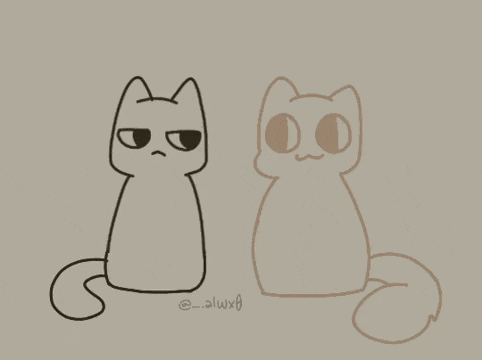 a drawing of a cat sitting next to another cat