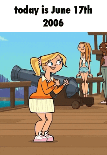 a cartoon of a girl holding a cannon with the date 2006