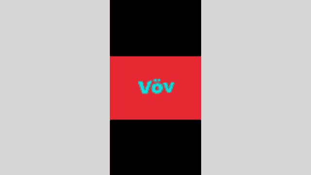 a red and black background with the word vov in blue