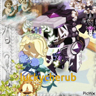 a collage of cartoon characters with the name luckycherub on the bottom right