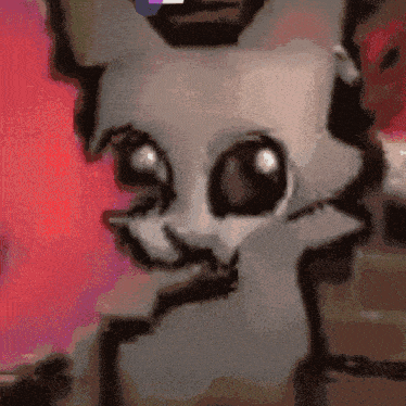 a cartoon drawing of a cat with big eyes and a purple background