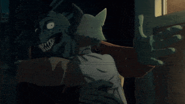 a cartoon of two monsters hugging each other with one making a funny face