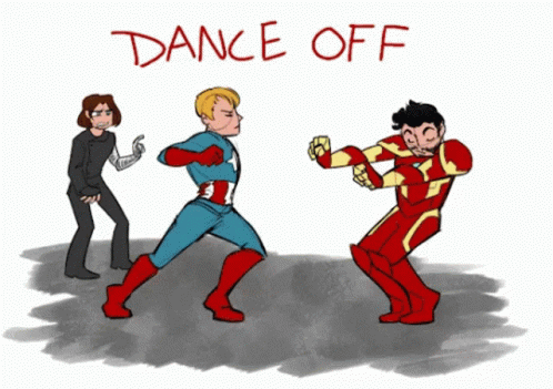 Dance Off Captain America GIF - Dance Off Captain America Iron Man GIFs