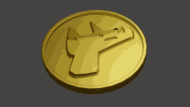 a gold coin with an octagon in the middle of it