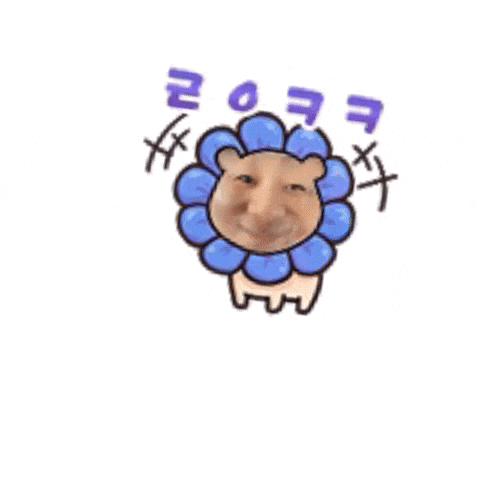 a cartoon drawing of a sheep with a flower on its head