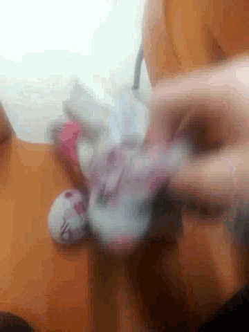 a person is holding a stuffed animal that looks like a bunny