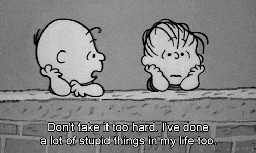 Stop Over-thinking It Right Now. What’s Done Is Done. GIF - The Peanuts Dont Take It Too Hard Stupid Things GIFs
