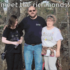 a family posing for a picture with the words meet the richmonds in the background