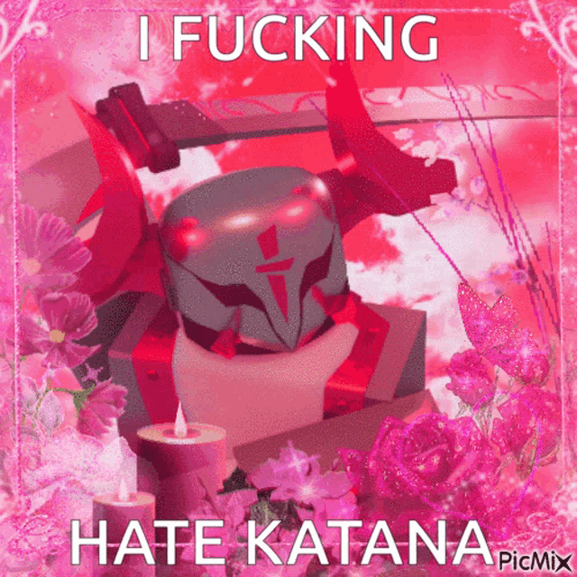 a picture of a robot with the words i fucking hate katana on it