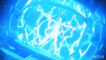 a netflix logo can be seen in the corner of a blue background