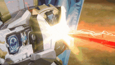 a robot with a lightning bolt coming out of it 's head