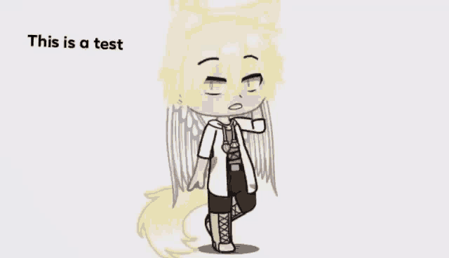 a cartoon character with wings and a tail is standing in front of a white background with the words `` this is a test '' .