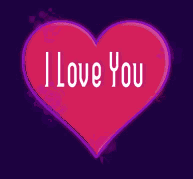 a pink heart with the words i love you written on it
