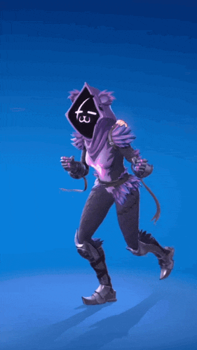 a person with a shield on their head is standing on a blue background
