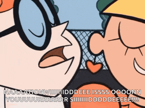 a cartoon of dexter and dexter 's mother kissing