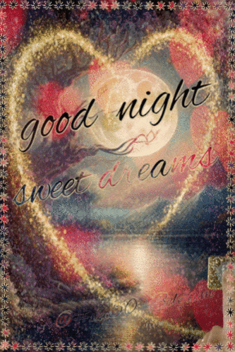 a good night sweet dreams card with a heart in the middle