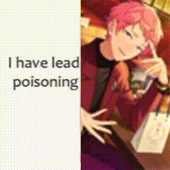 a picture of a man with pink hair and the words `` i have lead poisoning ''