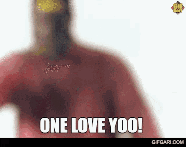 a blurred image of a man with the words one love yoo