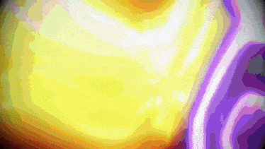 a yellow and purple background with a purple swirl